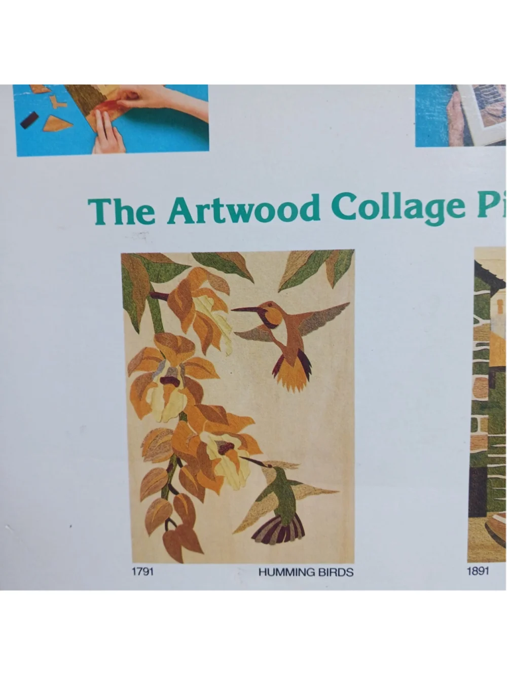VTG Collage Wood-like Veneer Hummingbird Craft KIT Self Adhesive Wood Britain